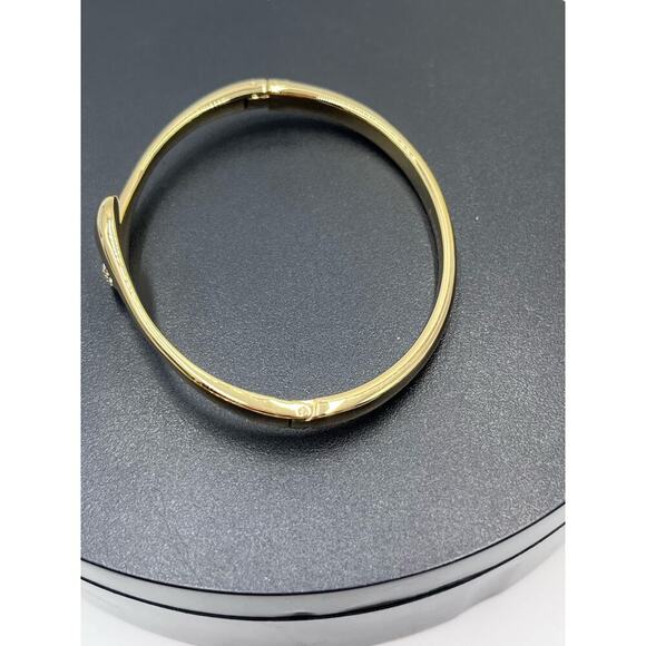 Skagen Gold Plated Hinged Pave knob ends Crossover Pebble Bangle Bracelet - Picture 13 of 13